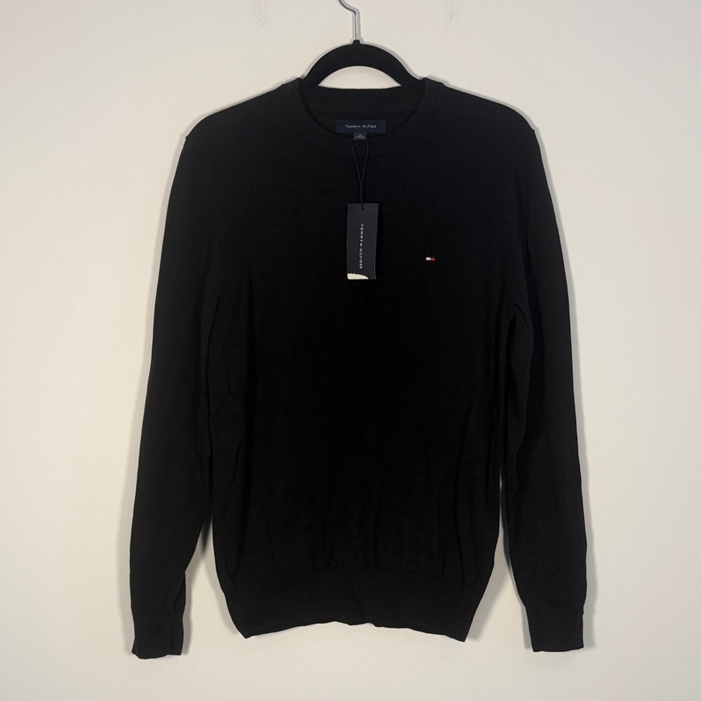 NWT Tommy Hilfiger Black Crewneck Sweater for Men